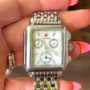 Michele Deco 18k stainless steal watch